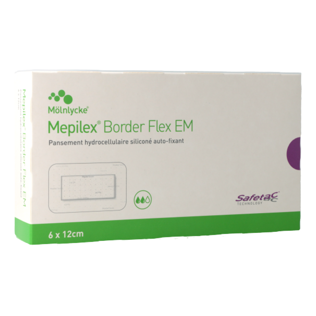 Mepilex Border Flex EM 6x12cm X10 Pansement Hydrocellulaire Auto Fixant