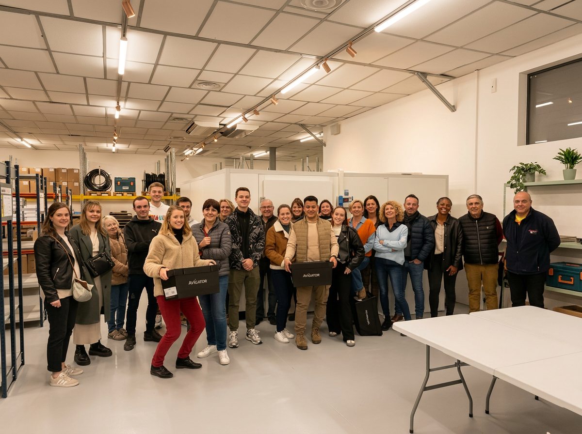 L'équipe Pharmafit Provence dans son entrepôt logistique