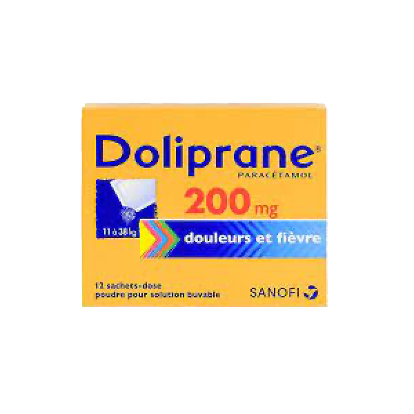 DOLIPRANE 200MG PDR SACH 12