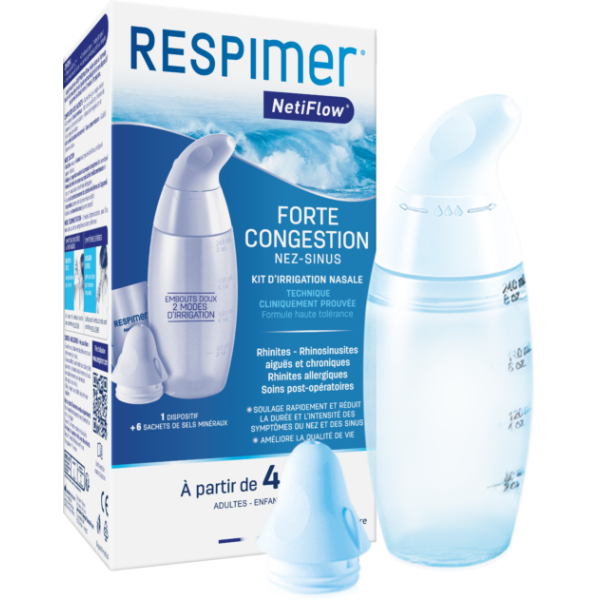 Respimer Kit Netiflow décongestionnant nasal Sachets pour irrigation