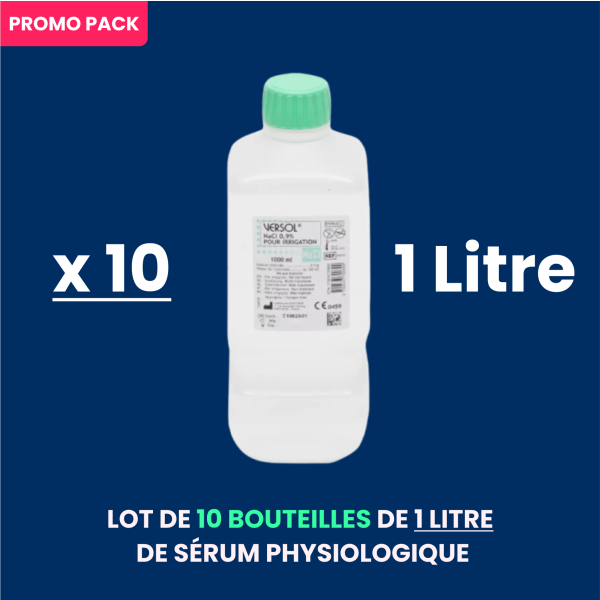 Lot Bouteilles Serum Physiologique Versol 1 litre Pack Promo x20