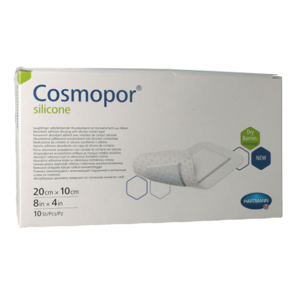 Cosmopor Silicone 20x10cm (x10) - Pansement Absorbant Adhésif